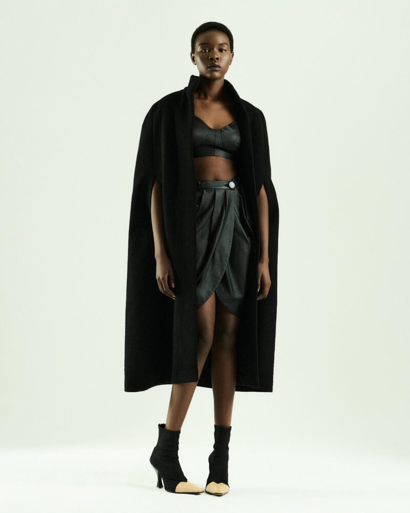 FAUX LEATHER DRAPED SKIRT - Image 2