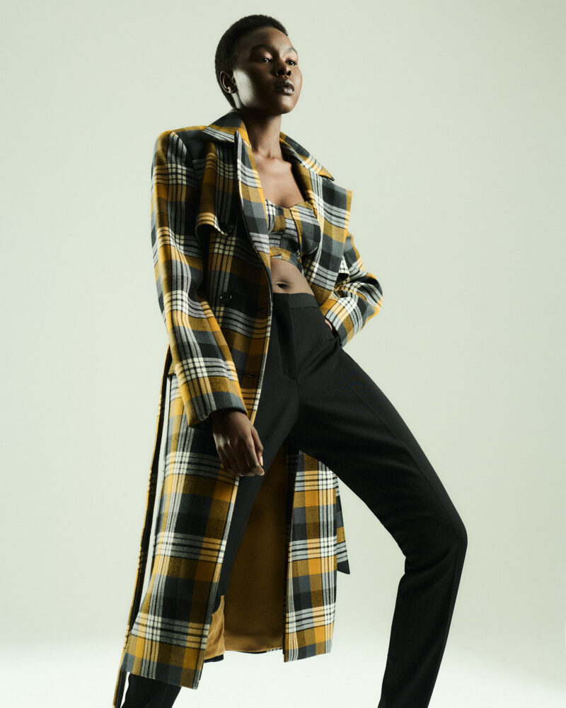 Checkered Oversized Trench Coat - Image 3