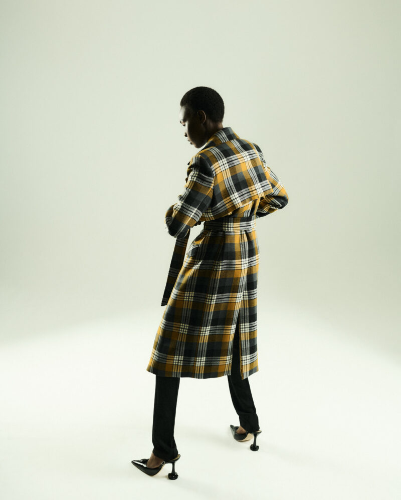 Checkered Oversized Trench Coat - Image 4