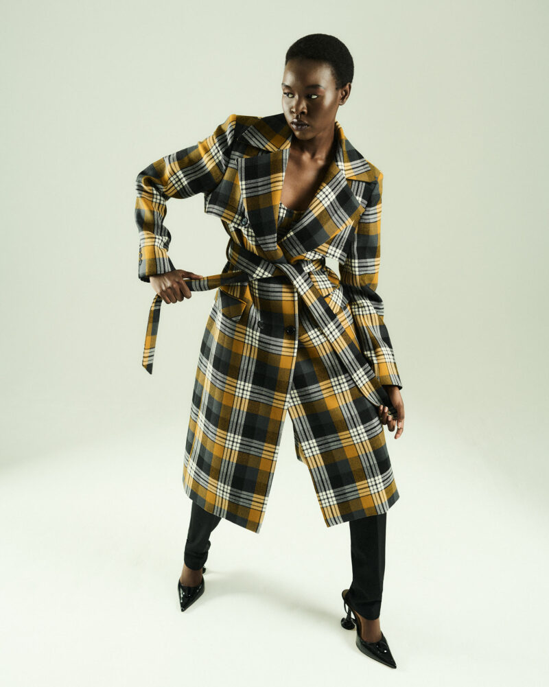 Checkered Oversized Trench Coat - Image 2