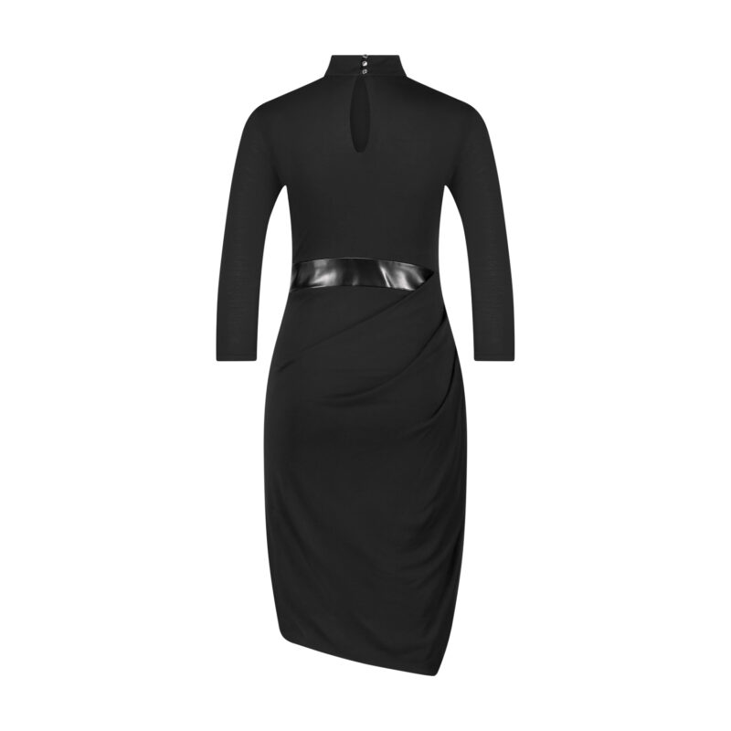 BLACK JERSEY DRAPED DRESS - Image 3