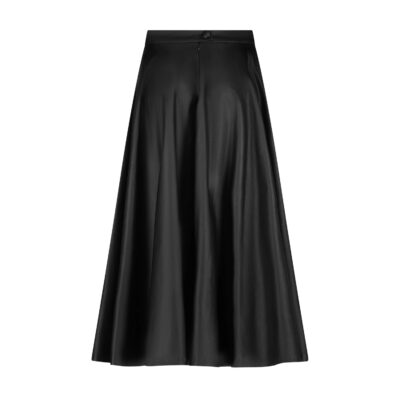 BLACK FAUX LEATHER FLARED SKIRT eclipse