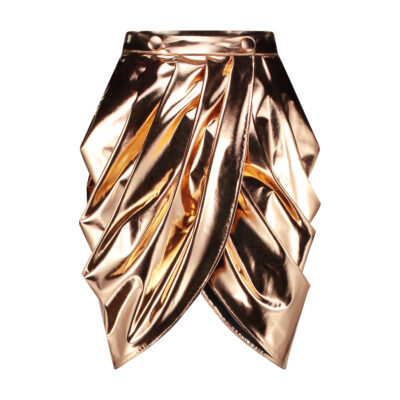 metal pleat skirt-bronze_FRONT